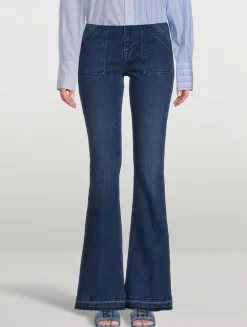 Le High Trapunto Stitch Flare Jeans