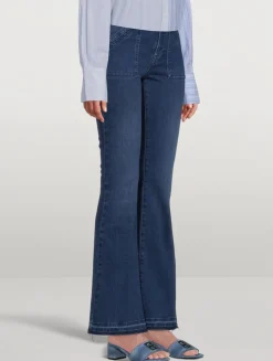 Le High Trapunto Stitch Flare Jeans
