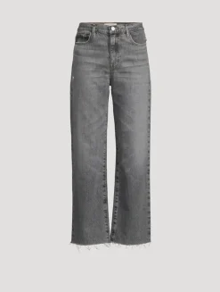 Le Jane Ankle Raw Fray Wide-Leg Jeans