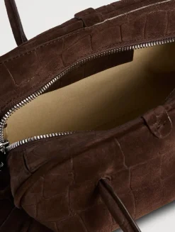 Le Petit Turismo Croc-Embossed Suede Bowling Bag