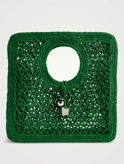 Le Petite Carré Spiaggia Raffia Basket Bag
