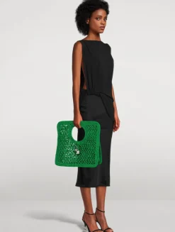 Le Petite Carré Spiaggia Raffia Basket Bag