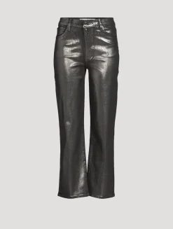 Le Sleek Metallic Straight Jeans