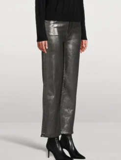 Le Sleek Metallic Straight Jeans