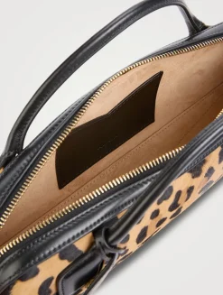 Le Teckel Calf Hair Clutch In Leopard Print