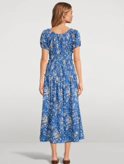 Leanne Smocked Midi Dress In Floral Print