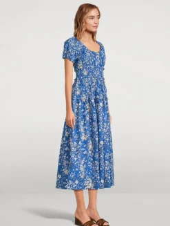 Leanne Smocked Midi Dress In Floral Print