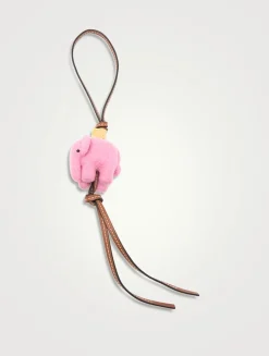 Leather And Felt Elephant Bag Charm
