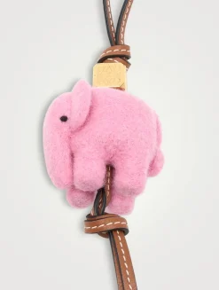 Leather And Felt Elephant Bag Charm
