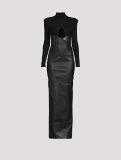 Leather And Jersey Gown