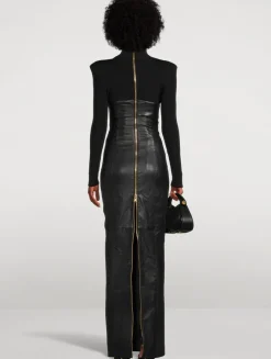 Leather And Jersey Gown