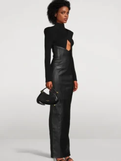 Leather And Jersey Gown