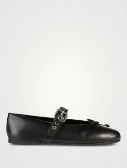 Leather Mary Jane Ballerina Flats