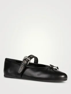 Leather Mary Jane Ballerina Flats