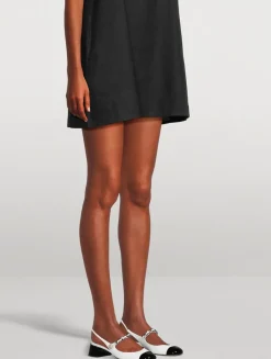 Leather Mary Jane Slingback Pumps With Pearl Chain Strap