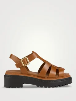 Leather Platform Gladiator Sandals