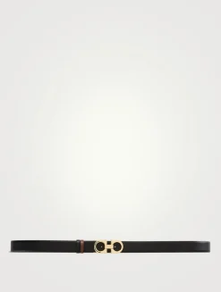 Leather Reversible And Adjustable Gancini Belt