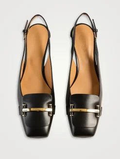 Leather Slingback Pumps