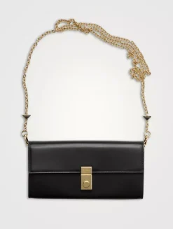 Leather Wallet With Chain Shoulder Strap