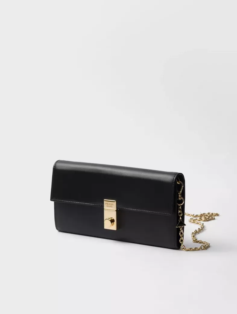 Leather Wallet With Chain Shoulder Strap