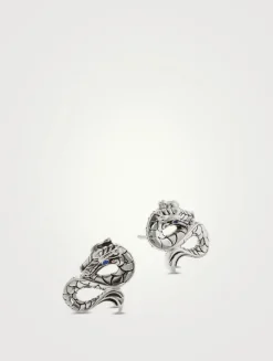 Legends Naga Sterling Silver Stud Earrings With Blue Sapphire
