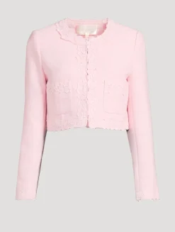 Leilana Lace-Trimmed Tweed Jacket