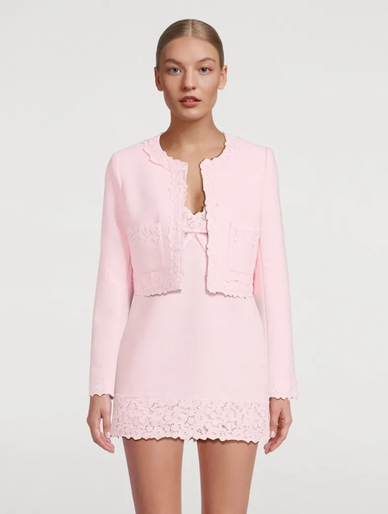 Leilana Lace-Trimmed Tweed Jacket