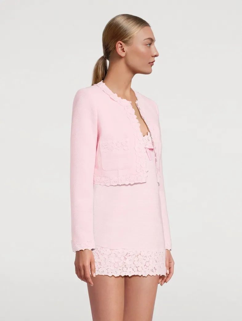 Leilana Lace-Trimmed Tweed Jacket