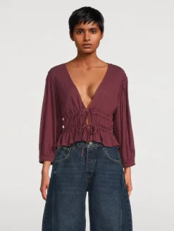 Let's Go Tie-Front Blouse