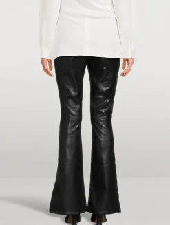 Level Up Vegan Leather Flare Trousers