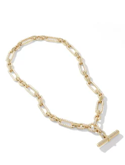 Lexington E/w Barrel Pendant In 18k Yellow Gold With Full Pavé Diamonds