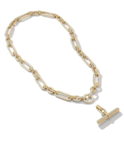 Lexington E/w Barrel Pendant In 18k Yellow Gold With Full Pavé Diamonds