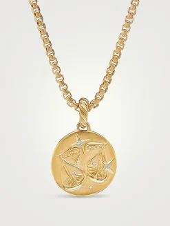Libra Amulet In 18k Yellow Gold With Diamonds
