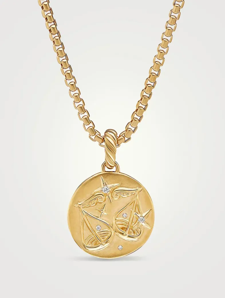 Libra Amulet In 18k Yellow Gold With Diamonds