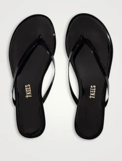 Lily Glosses Patent Leather Flip-Flops
