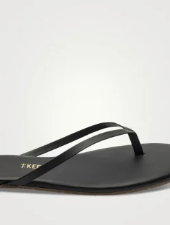 Lily Square-Toe Leather Flip-Flops