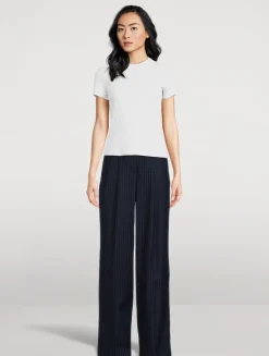 Linear Cotton Pleated Trousers