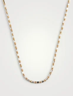 Linear 18K Rose Gold Half Diamond Tennis Necklace