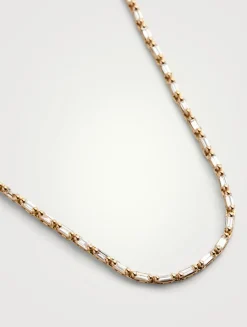 Linear 18K Rose Gold Half Diamond Tennis Necklace