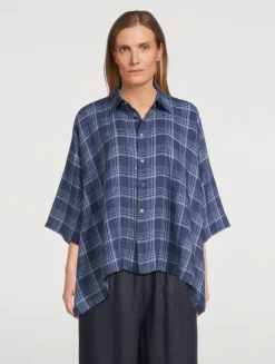 Linen Shirt In Plaid Print