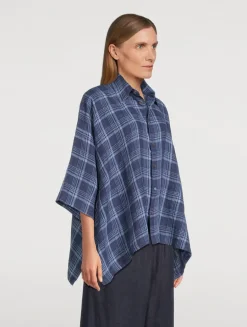 Linen Shirt In Plaid Print