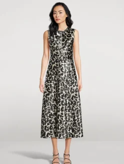 Lisbet Satin Midi Dress In Floral Print