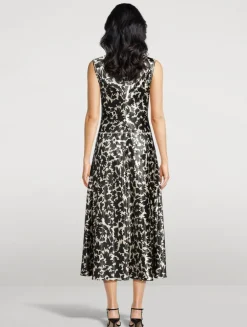 Lisbet Satin Midi Dress In Floral Print