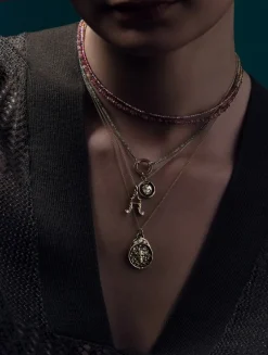 Live Every Moment 14K Gold Diamond Crown Talisman Necklace