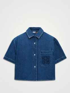Loewe x Paula's Ibiza Anagram Cropped Denim Shirt