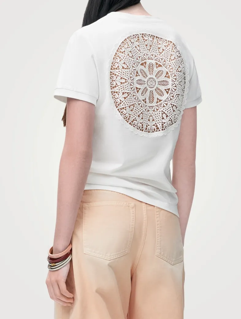 Loewe x Paula's Ibiza Anagram Lace-Trimmed T-Shirt