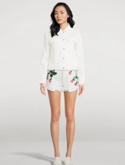 Loewe x Paula's Ibiza Denim Shorts In Rose Print