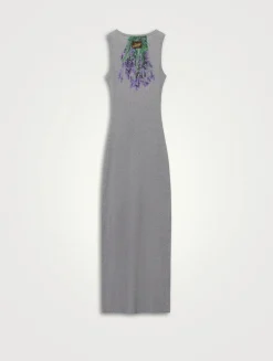 Loewe x Paula's Ibiza Jersey Midi Dress In Lavender Print