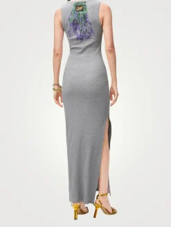 Loewe x Paula's Ibiza Jersey Midi Dress In Lavender Print