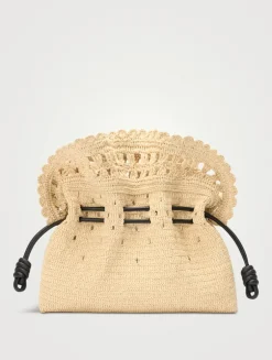 Loewe x Paula's Ibiza Medium Flamenco Raffia Clutch